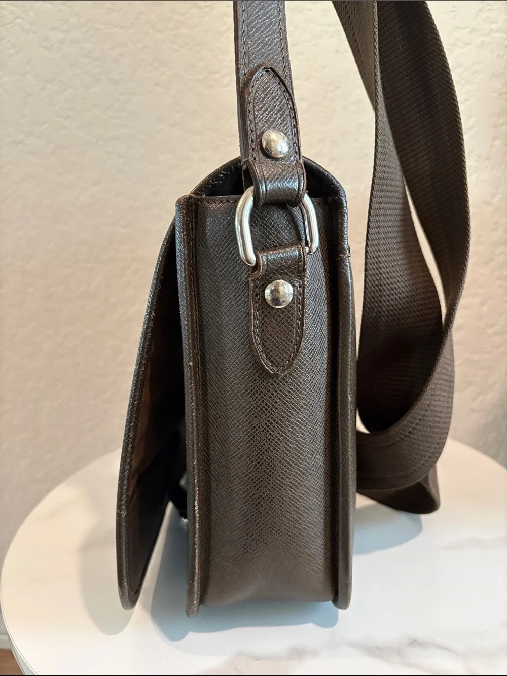 LOUIS VUITTON Andrei Brown Taiga Crossbody Bag